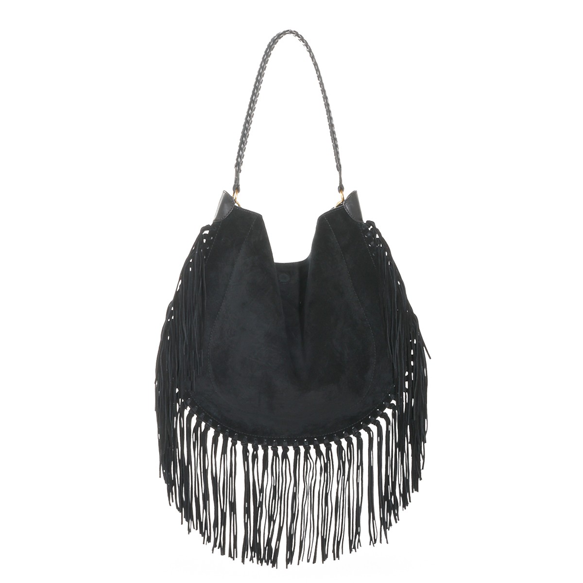 BLACK SUEDE OSKAN BOHO SHOULDER BAG