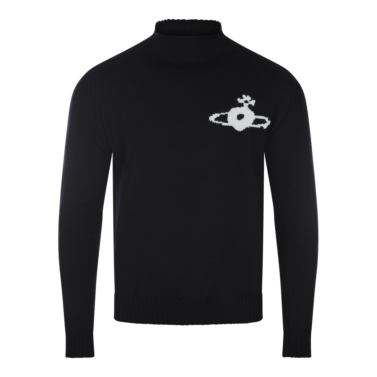 BLACK WOOL FISHERMAN JUMPER