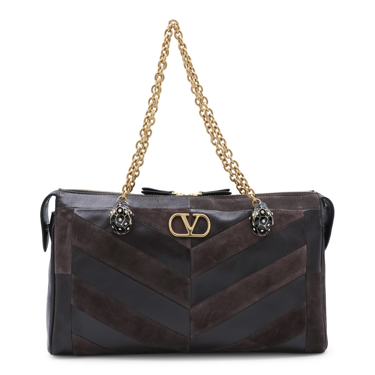 DARK BROWN LEATHER PANTHEA SHOULDER BAG