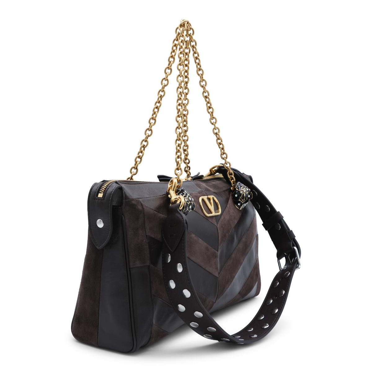 DARK BROWN LEATHER PANTHEA SHOULDER BAG