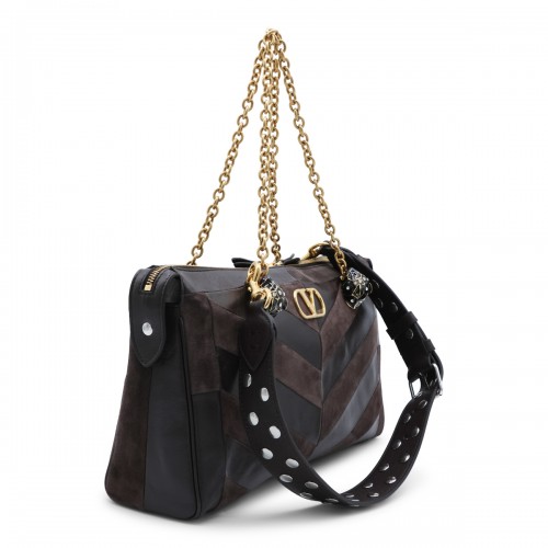 DARK BROWN LEATHER PANTHEA SHOULDER BAG