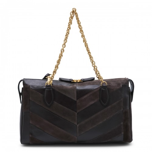 DARK BROWN LEATHER PANTHEA SHOULDER BAG