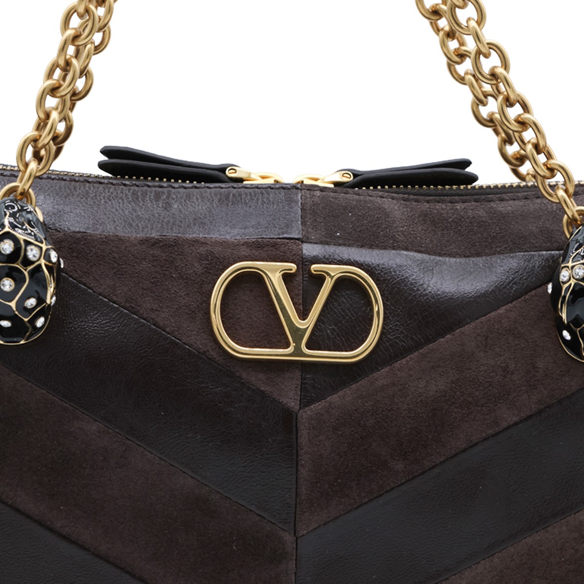 DARK BROWN LEATHER PANTHEA SHOULDER BAG