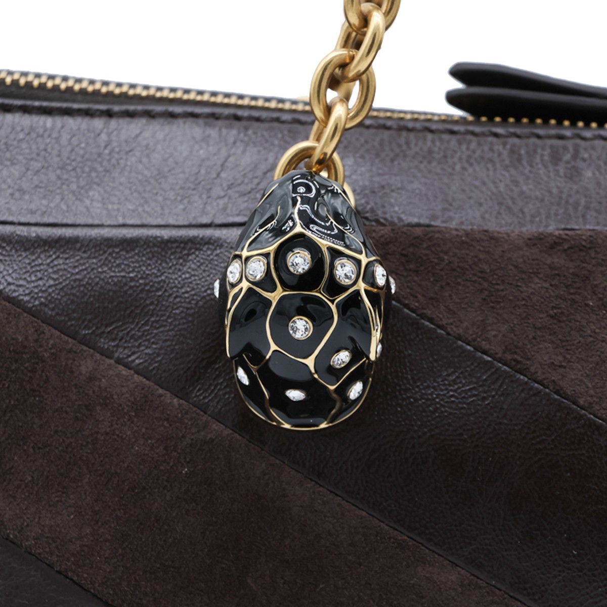 DARK BROWN LEATHER PANTHEA SHOULDER BAG