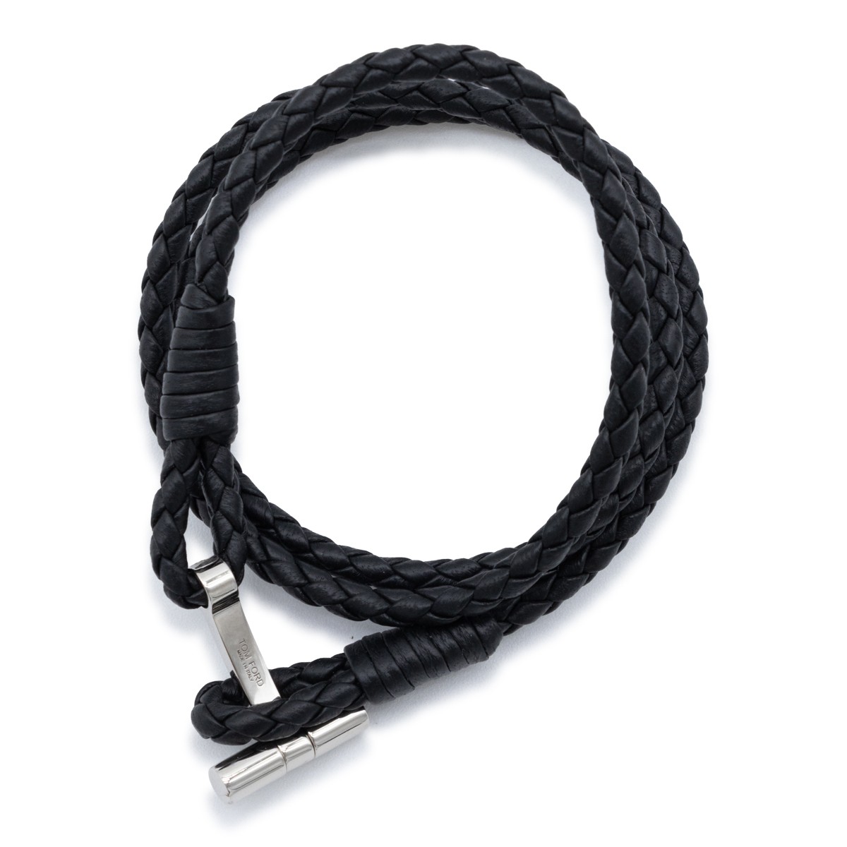 BLACK AND SILVER LEATHER BRACELET
