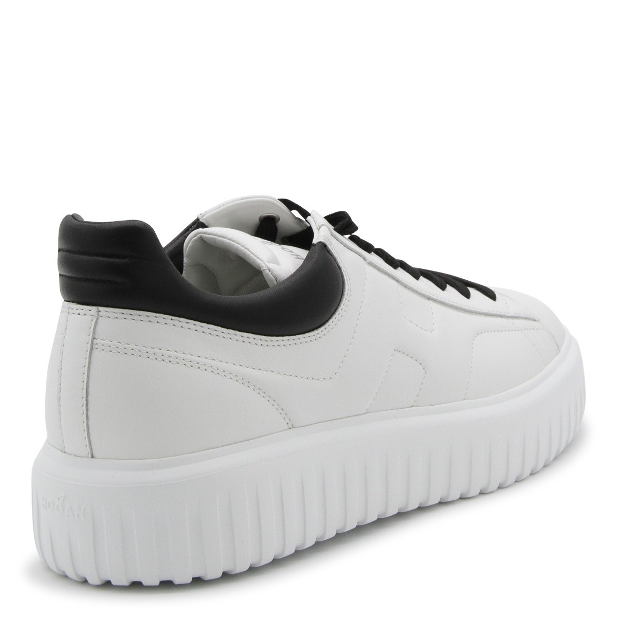 WHITE AND BLACK LEATHER H-STRIPES...