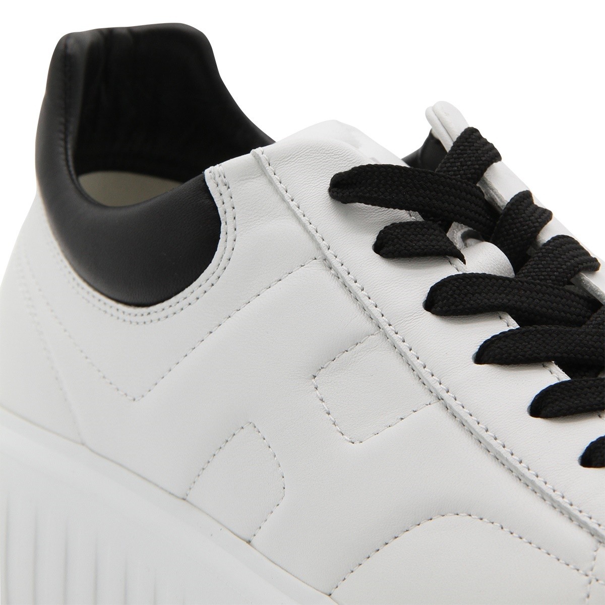 WHITE AND BLACK LEATHER H-STRIPES...