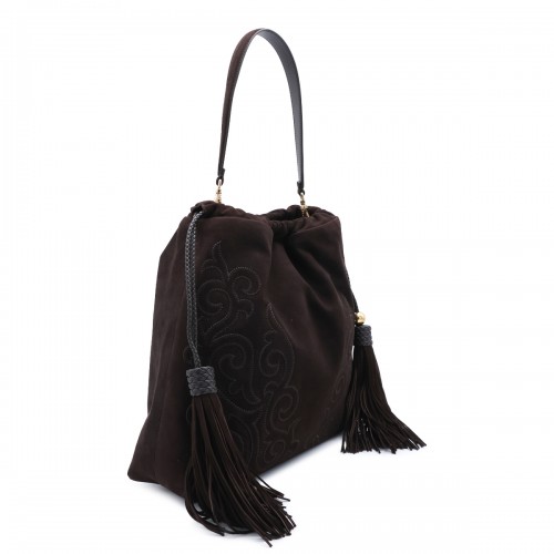 BROWN SUEDE KALISPERA SHOULDER BAG