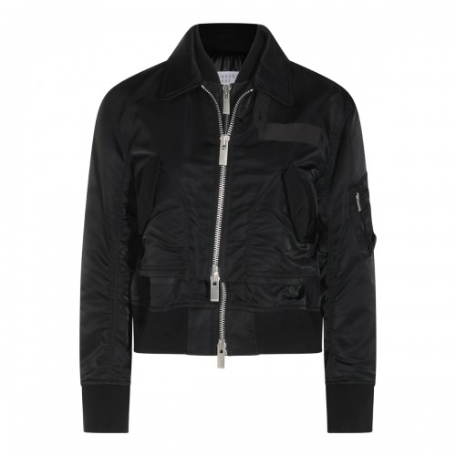 BLACK NYLON CASUAL JACKET