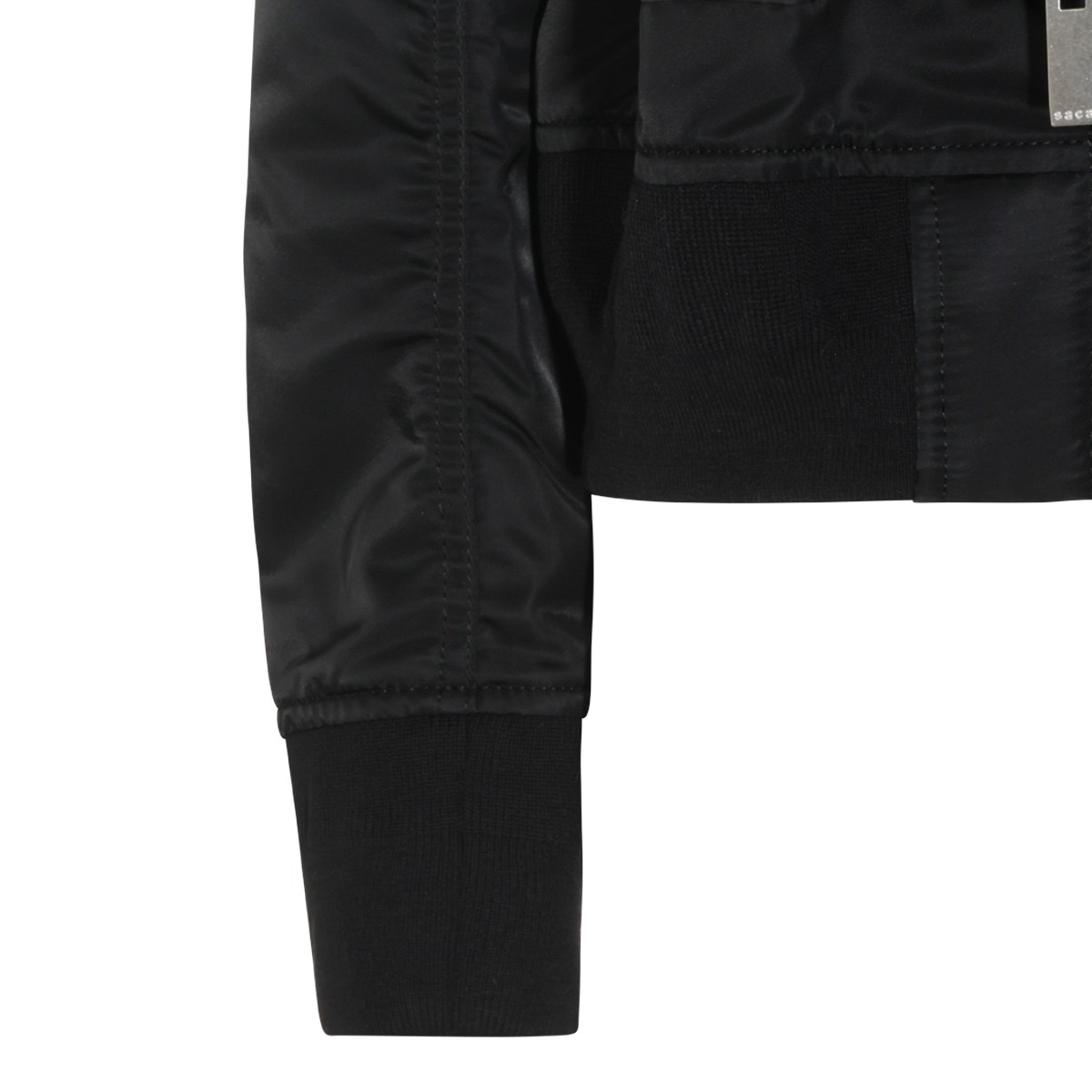 BLACK NYLON CASUAL JACKET