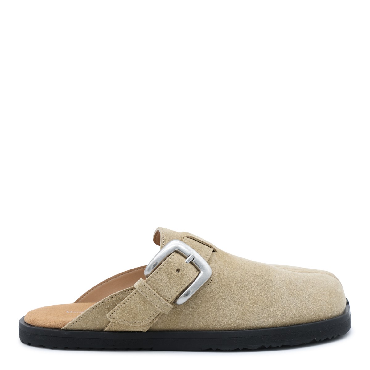 PALE KHAKI SUEDE MULES FLATS