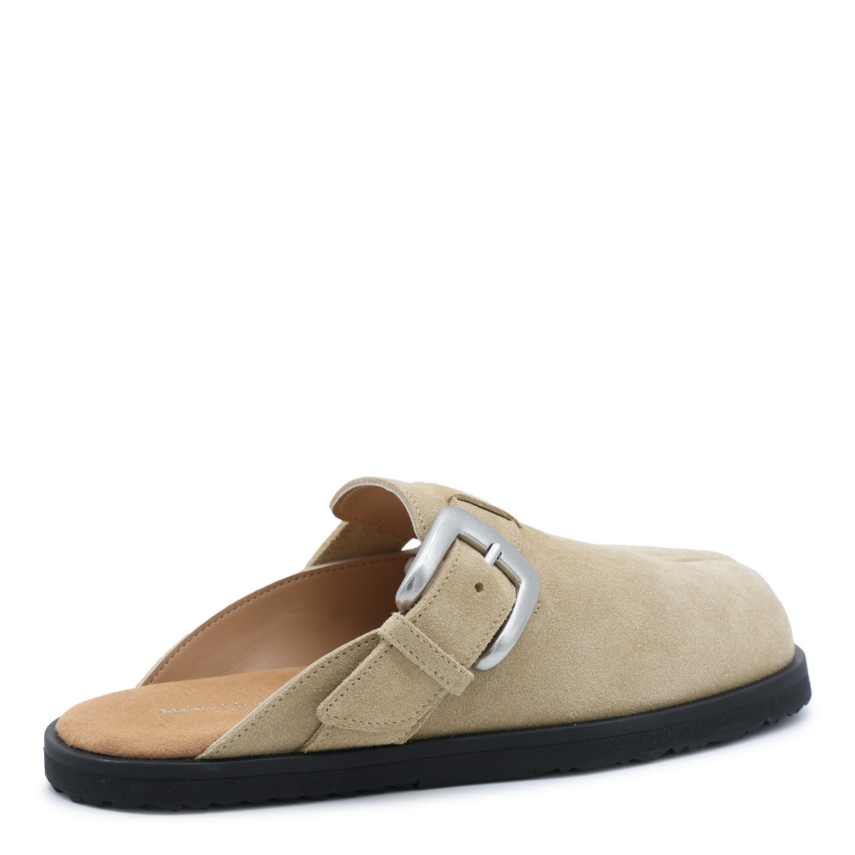 PALE KHAKI SUEDE MULES FLATS