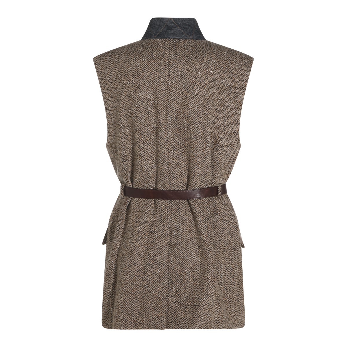 CAMEL AND BLACK WOOL BLAZER
