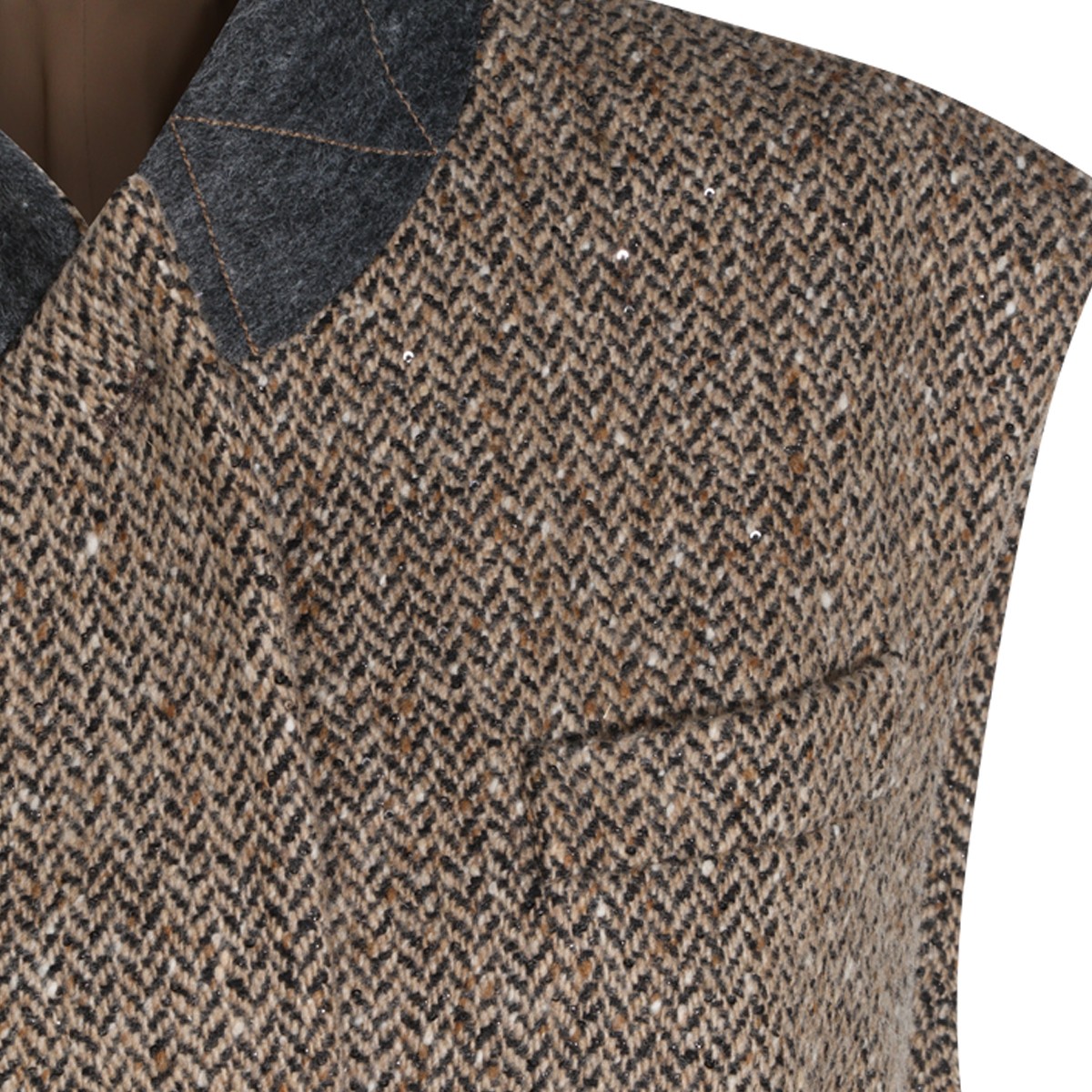 CAMEL AND BLACK WOOL BLAZER