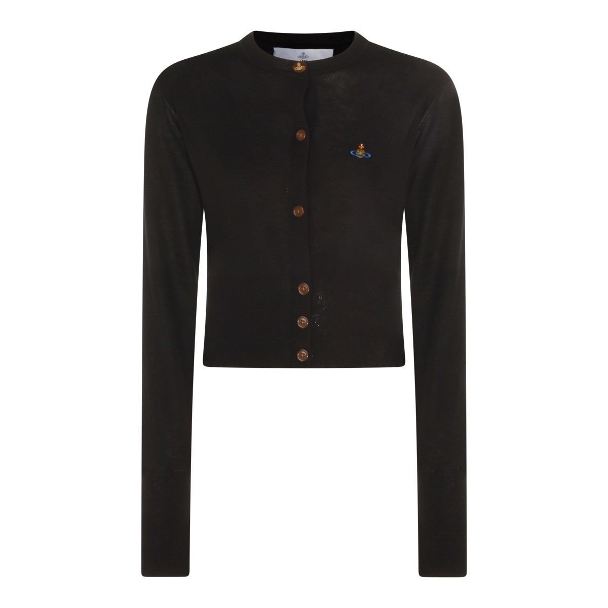 BLACK WOOL CROPPED CARDIGAN