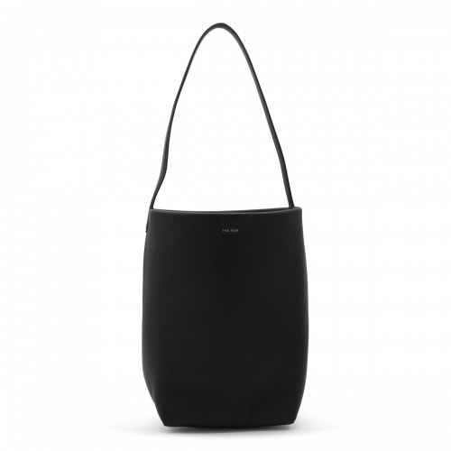 BLACK LEATHER N/S PARK MEDIUM TOTE BAG