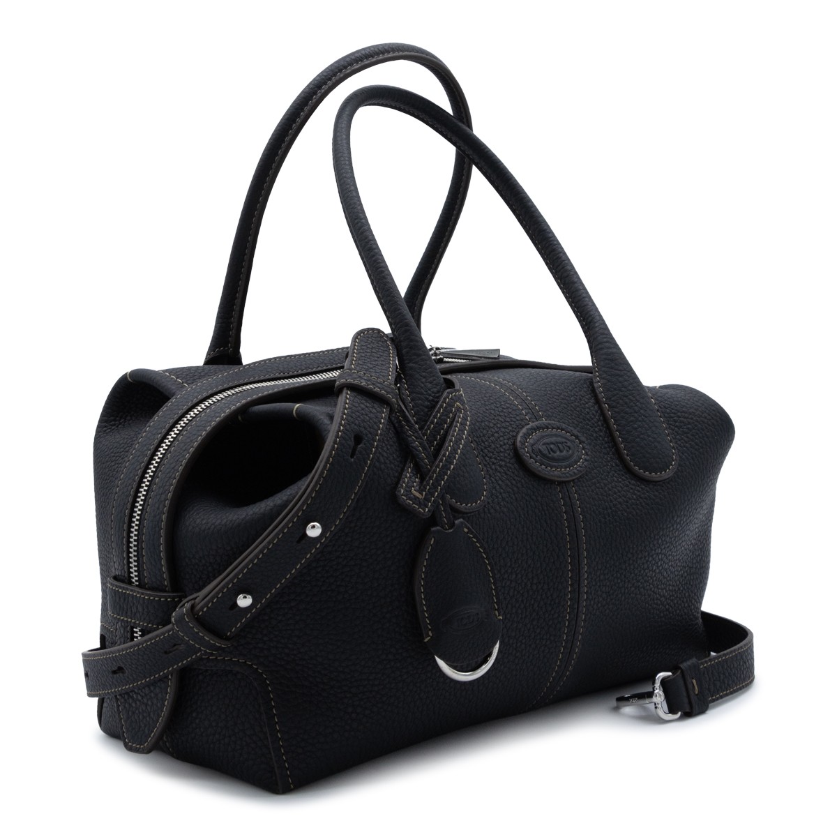 BLACK LEATHER DBK TOP HANDLE BAG