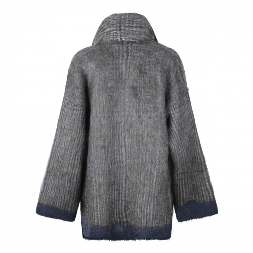 LIGHT GREY WOOL AND MOHAIR BLEND COAT