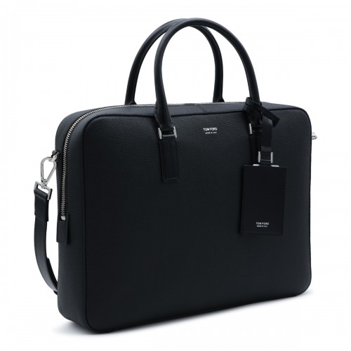 BLACK LEATHER TOP HANDLE BAG 2
