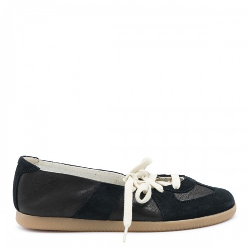 BLACK LEATHER REPLICA FLATS