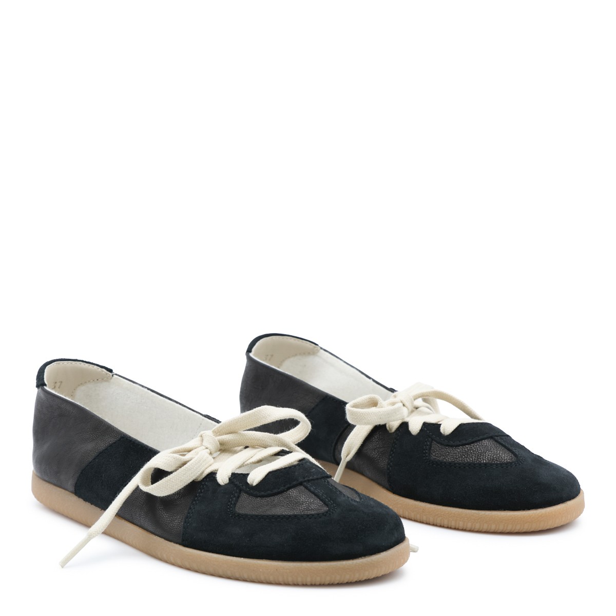 BLACK LEATHER REPLICA FLATS