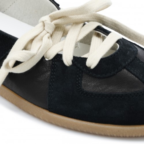 BLACK LEATHER REPLICA FLATS