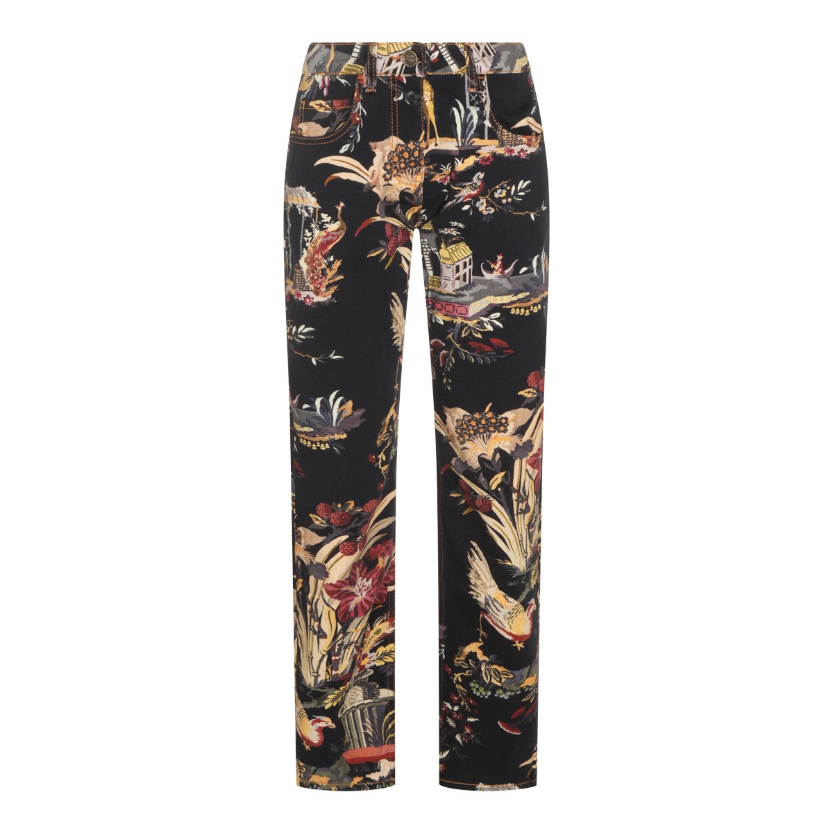 BLACK AND BORDEAUX COTTON JEANS