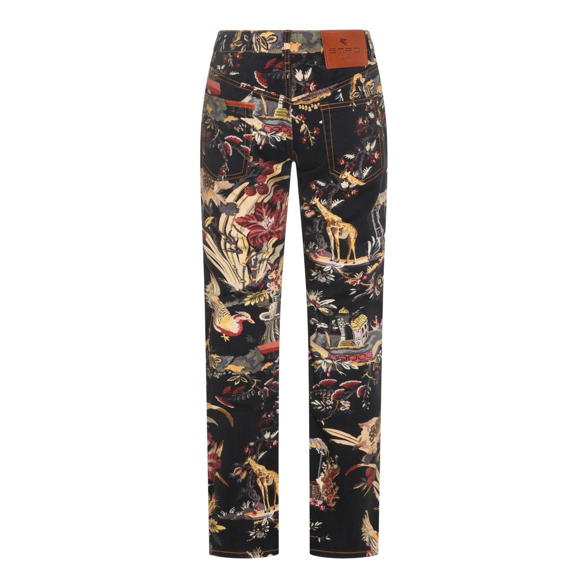 BLACK AND BORDEAUX COTTON JEANS