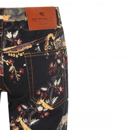 BLACK AND BORDEAUX COTTON JEANS