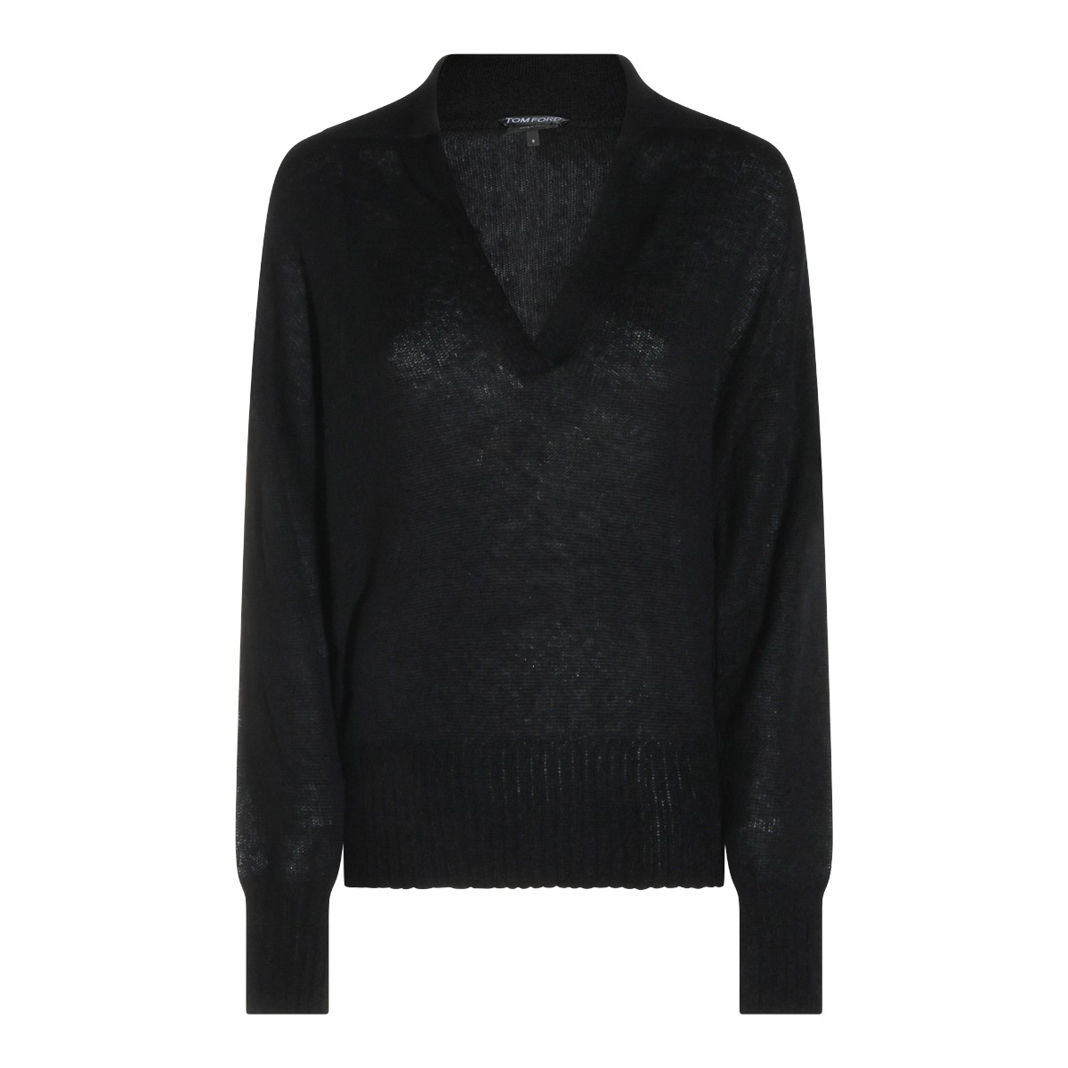 BLACK CASHMERE POLO SHIRT