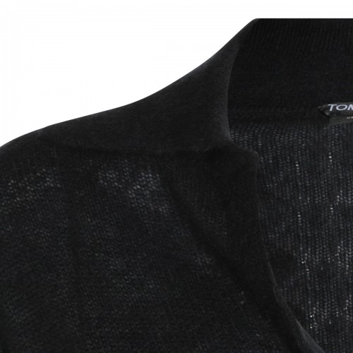 BLACK CASHMERE POLO SHIRT