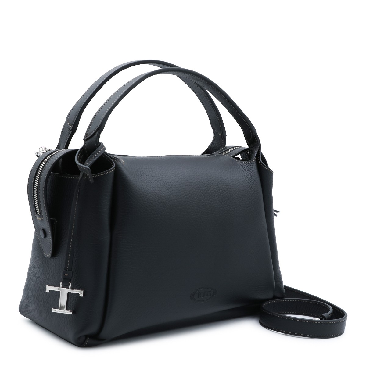 BLACK LEATHER APA SMALL TOP HANDLE BAG