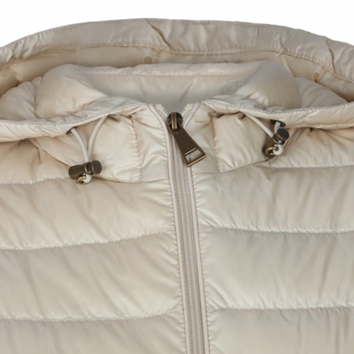 BEIGE PUFFER IGELHOOD DOWN JACKET