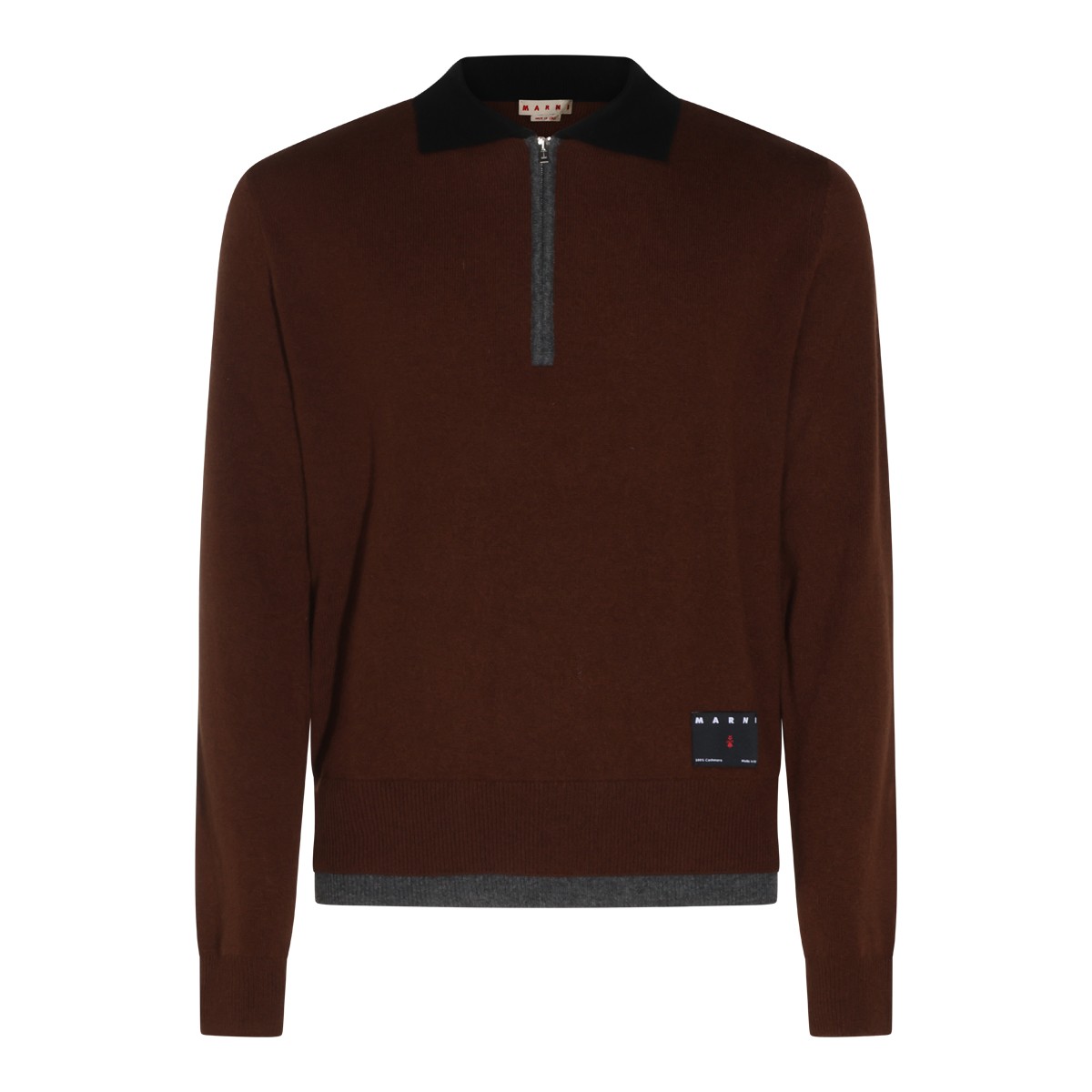MULTI BROWN CASHMERE POLO SHIRT 