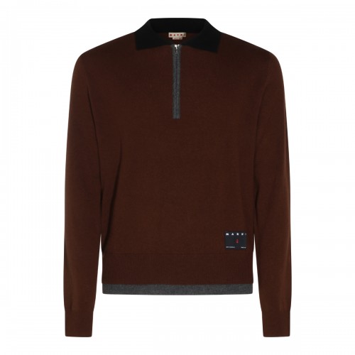 MULTI BROWN CASHMERE POLO SHIRT 