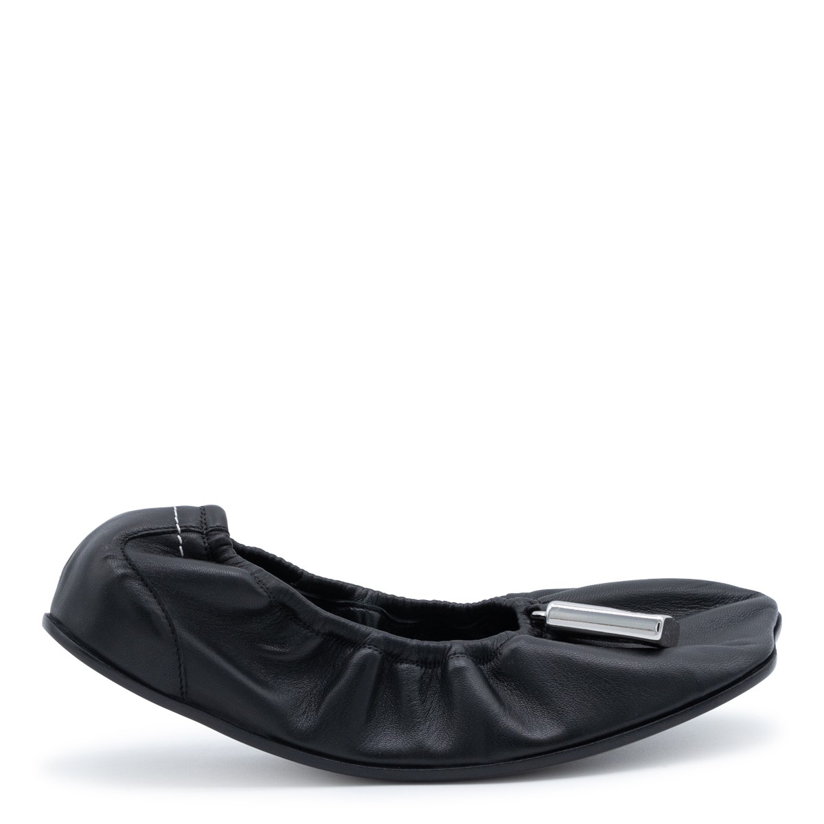 BLACK LEATHER BALLET FLATS