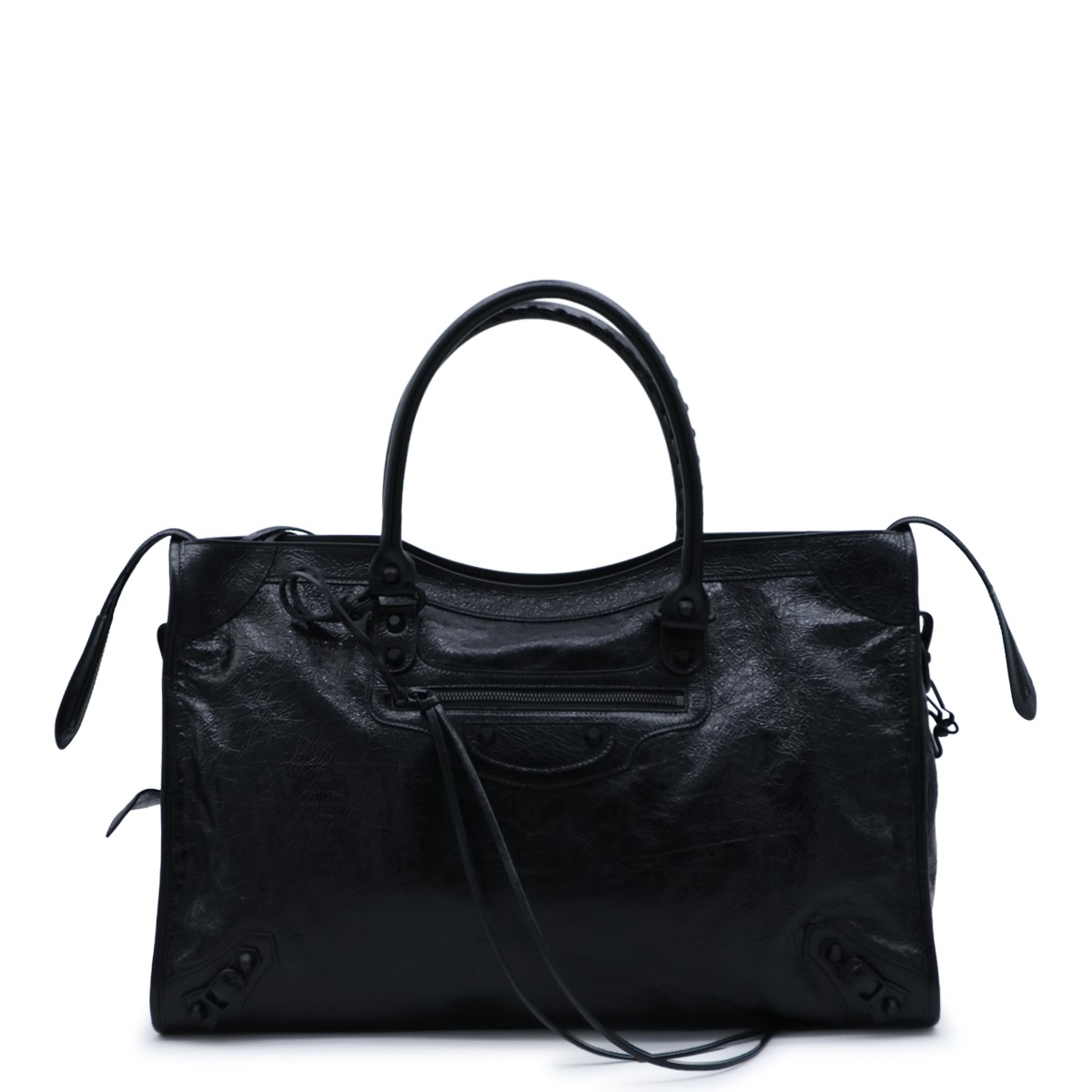 BLACK LEATHER LE CITY TOP HANDLE BAG