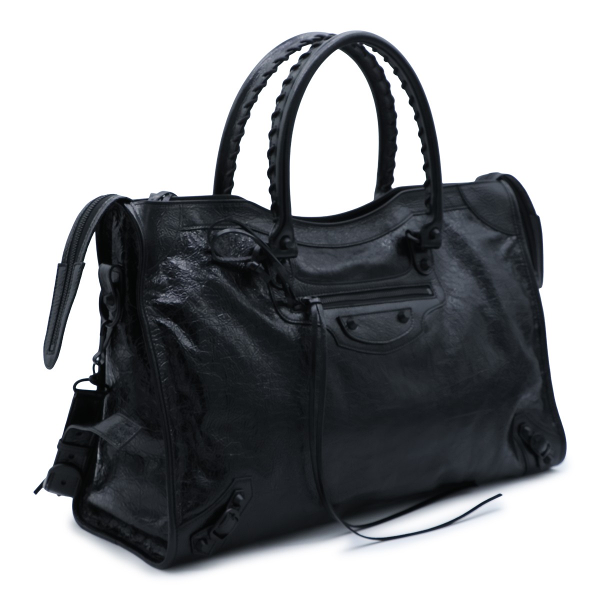BLACK LEATHER LE CITY TOP HANDLE BAG