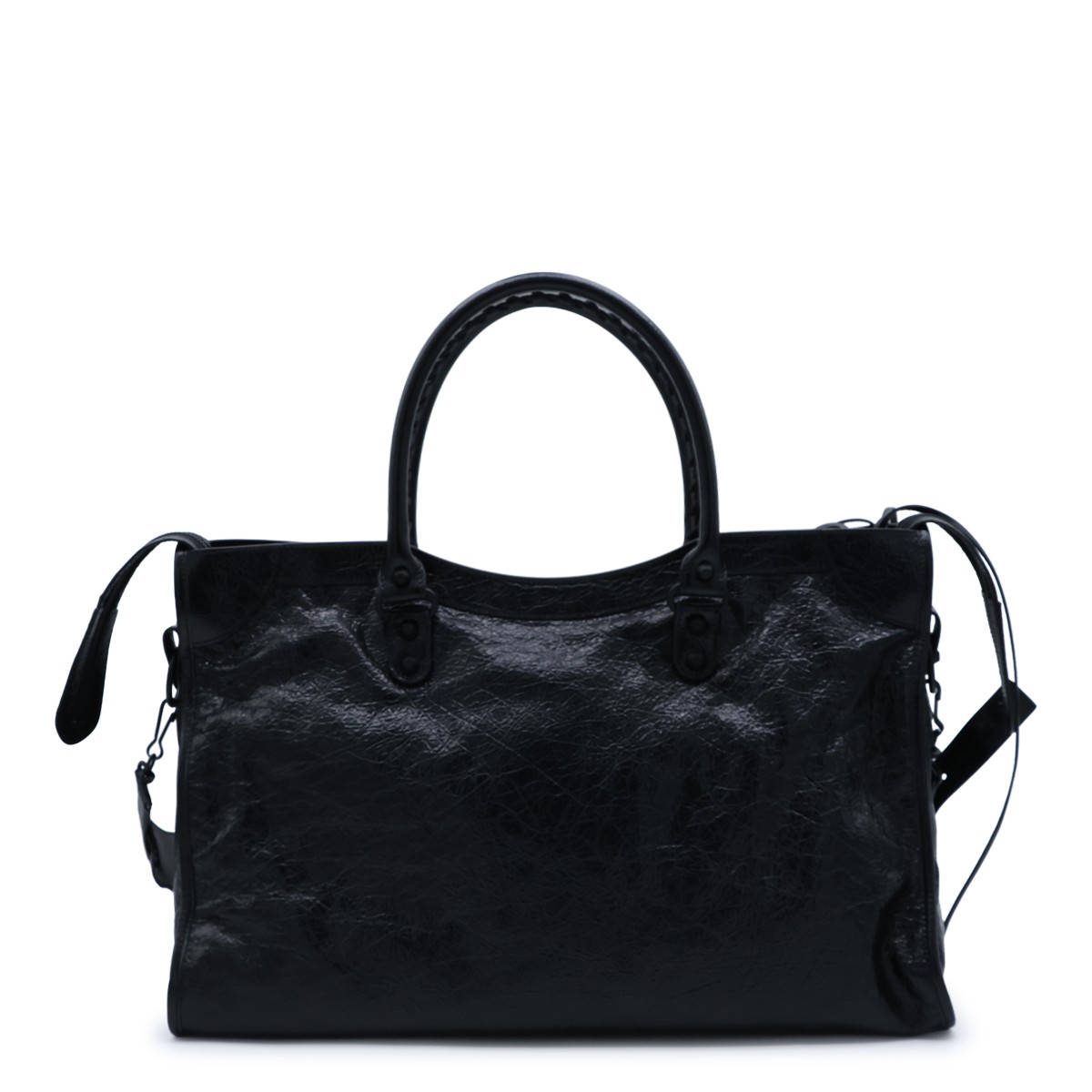 BLACK LEATHER LE CITY TOP HANDLE BAG