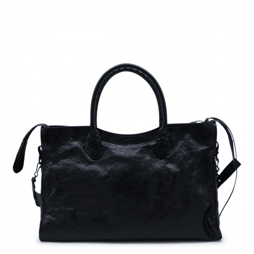 BLACK LEATHER LE CITY TOP HANDLE BAG