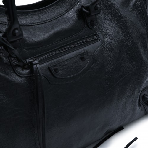 BLACK LEATHER LE CITY TOP HANDLE BAG