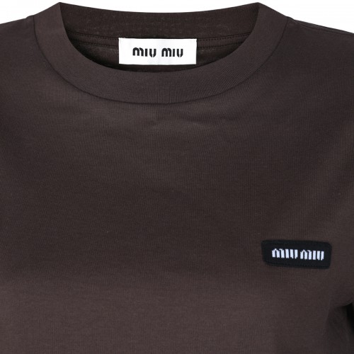 COCOA AND ANTHRACITE COTTON T-SHIRT