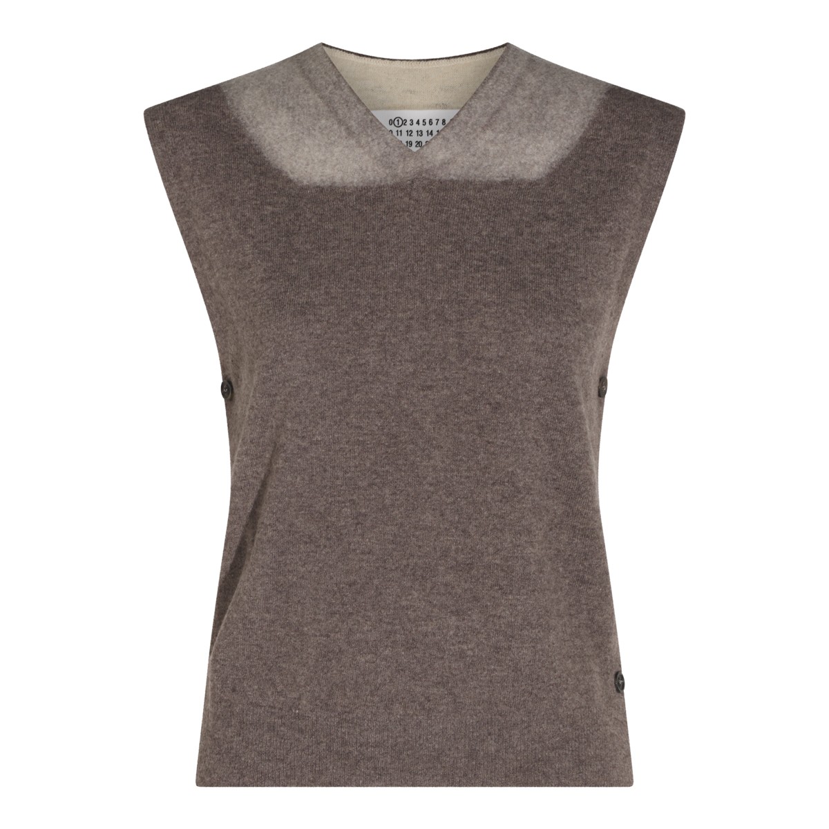 NUDE AND ECRU VIRGIN WOOL VEST SWEATER