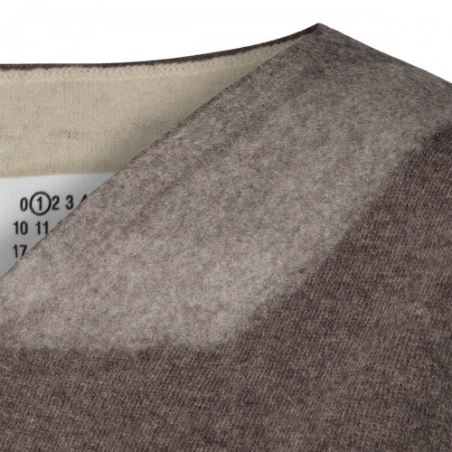 NUDE AND ECRU VIRGIN WOOL VEST SWEATER
