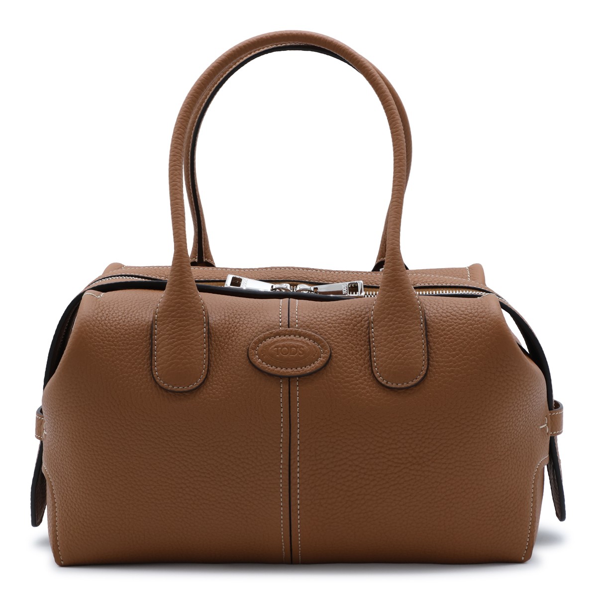 BROWN LEATHER TOP HANDLE BAG