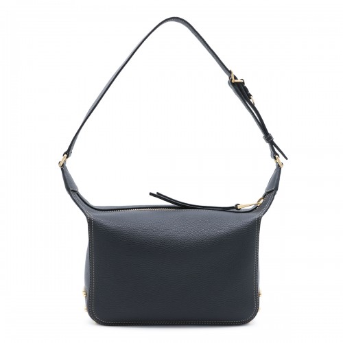 BLACK LEATHER METAL DOTS SHOULDER BAG