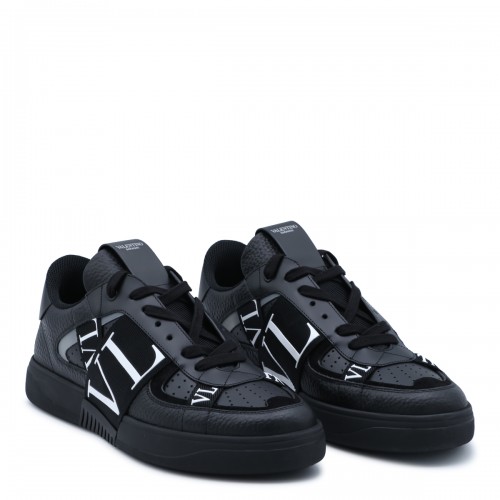 BLACK LEATHER VL7N SNEAKERS
