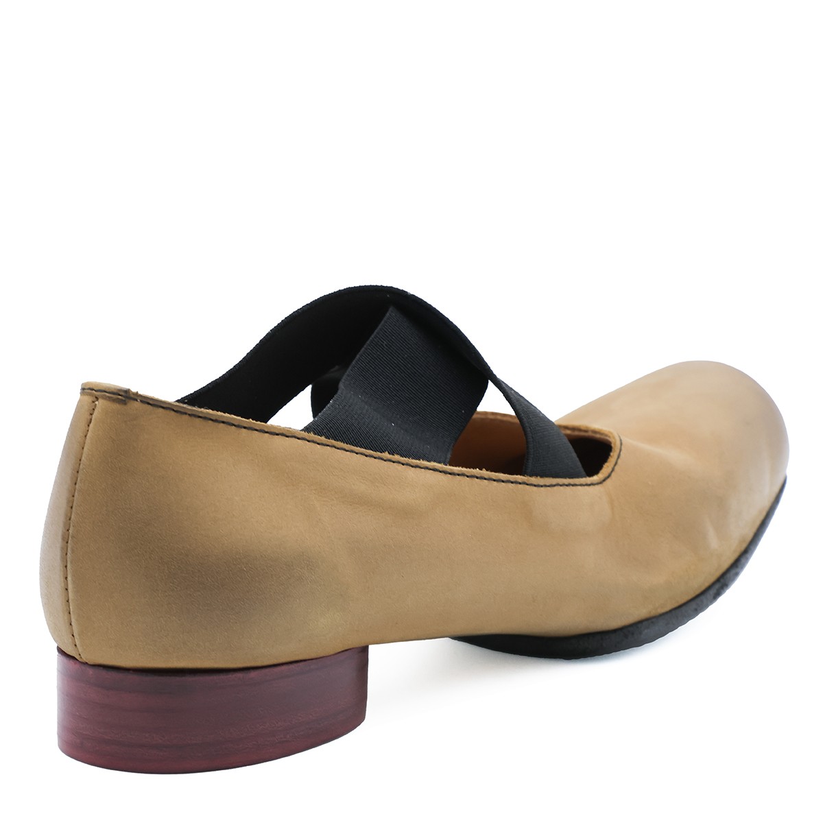 MUSTARD AND RED LEATHER BALLET SHOES