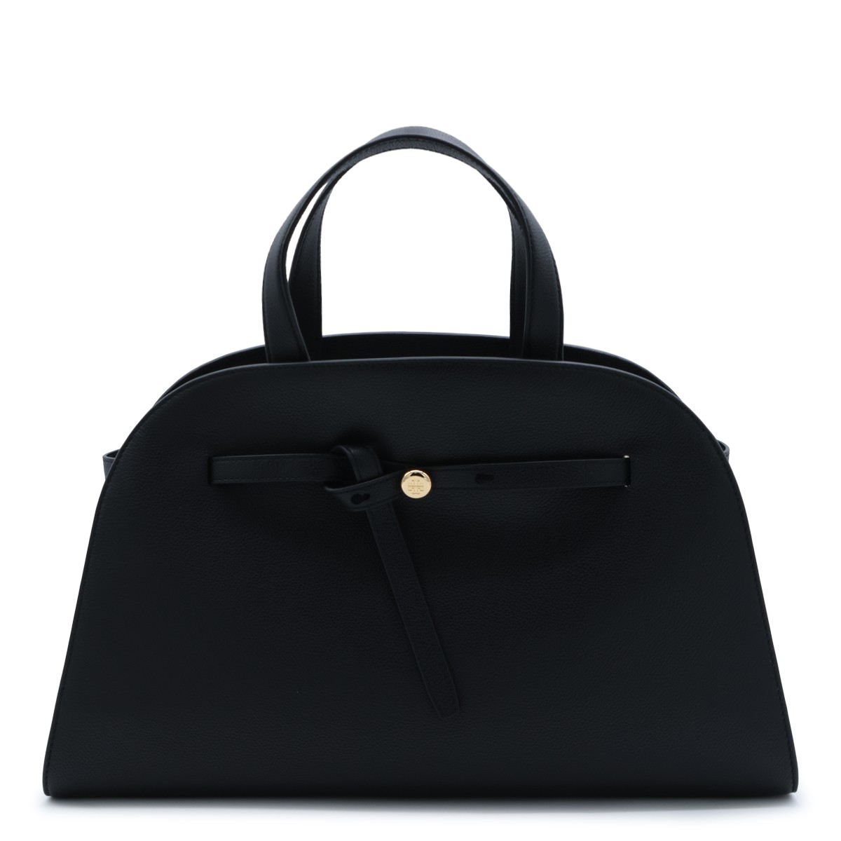 BLACK LEATHER ROMY TOP HANDLE BAG