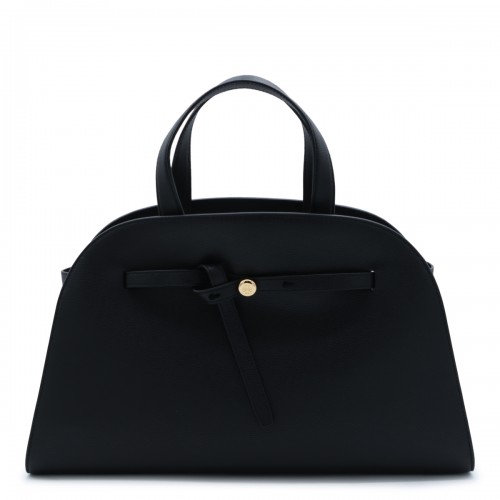 BLACK LEATHER ROMY TOP HANDLE BAG